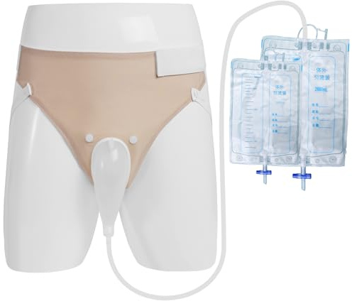Poche à urine portable sans cathéter pour hommes âgés, alternative aux sous-vêtements pour incontinence pour personnes âgées, collecteur d'urine réutilisable (1000 ml*1 + 2000 ml*1), kaki