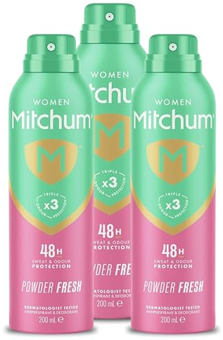 Mitchum Women Triple Odor Defense 48HR Protection Powder Fresh Antiperspirant & Deodorant 200ml 3 Pack – Alcohol-Free, Invisible, Dermatologist-Tested | SterlingSquare