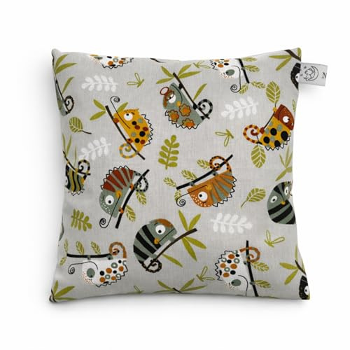 Cherry Stone Pillow Chameleon Design - Heat Cushion & Cold Pillow for Abdominal Pain, Neck Tension, Period Pain, 100% Made in Austria - Natural Filling, Reusable (19 x 19 cm)