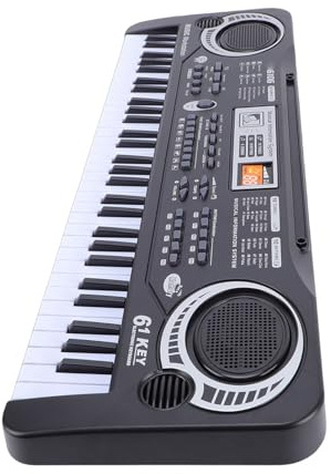 TIKATARER Elektroniskt Digitalt Piano med 61 Tangenter, Musikklaviatur, Digital Klaviatur med Mikrofon, 16 Toner, 6 Demos och 10 Rytmer, Perfekt för Nybörjare, Proffs och Hem