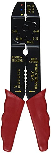 Edward Tools Electrical Wire Crimper and Stripper - Strips and Crimps Wire 10-22 AWG - Carbon Steel - Insulated and Non-Insulated - 1.25mm to 6mm Ignition Terminals