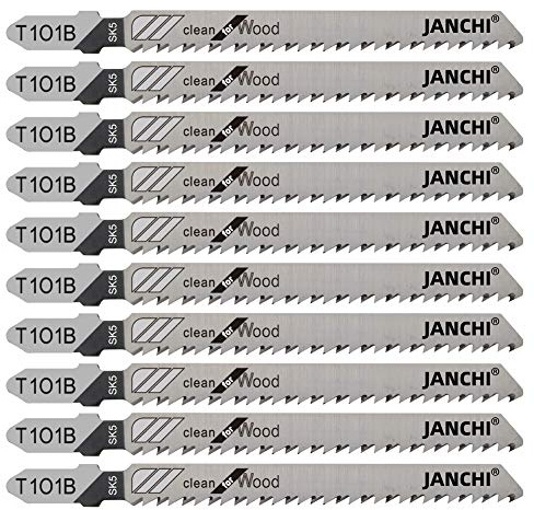 50Pack T101B T-Shank Contractor Jig Saw Blades - 4 Inch 10 TPI Jigsaw Blades Set- Made for High Speed Carbon Steel, Clean and Precise Straight Cutting Wood Boards PVC Plastic