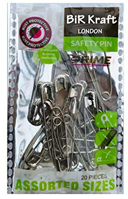 Safety Pins Medium Size Safety Pins Pack of 20 Kraft Pins Silver