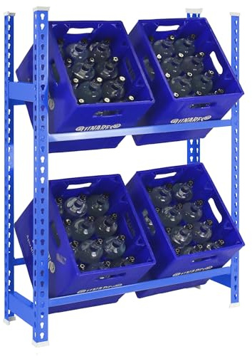 Simon Rack Scaffale per casse di bevande, Ripiano per 4 cassette, 1000x800x300 mm, Ripiano per casse di bevande in metallo, Blau - Simonbottle