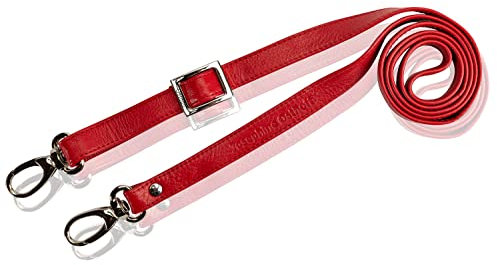 Josephine Osthoff - SCHULTERRIEMEN Echtleder Ersatzriemen Gurt Crossbody Strap Ersatz 135 cm Länge 2 cm Breite, Farbe:Kirsche/Silber