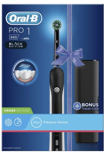 Oral-B Pro 680 Cross Action Electric Rechargeable Toothbrush with Travel Case, Black