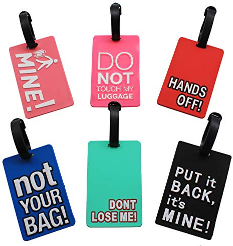 Mziart Funny Luggage Tags Set of 6 Colorful Unique Travel Baggage Bag Tags Suitcase Identify Labels for Women Men