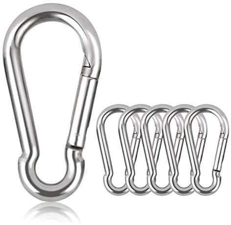 Karabiner Legierter Stahl, Schlüsselanhänger Karabinerhaken 60mm x φ6mm belastbar bis 160 kg Kletterhaken verzinkt (6 Stück)