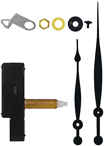 DEEWISH Albero Totale Lungo 32 mm/ (1-1/4 Pollici) Meccanismo dell'orologio Movimento al Quarzo di Riparazione, Coppia Elevata, Funzionamento a Batteria, Orologio Silenzioso, lancette Nere Incluse D