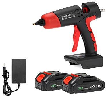 Pistola de silicona Pistola de pegamento de fusión en caliente, batería recargable de iones de litio, boquilla de cobre, pistola de aire caliente for el hogar, herramientas de reparación DIY (Color :