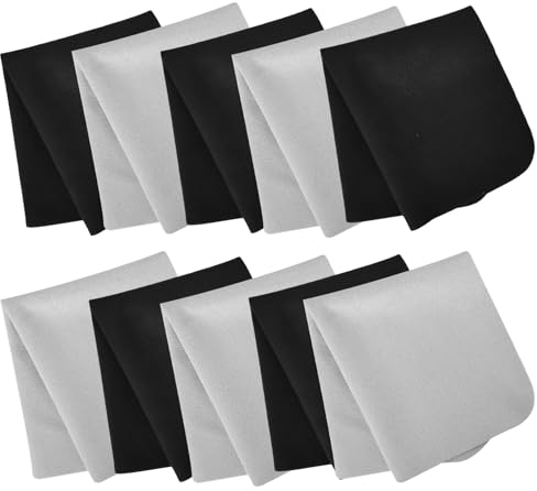 10 Piezas Gamuza Limpia Gafas, Paños Microfibra Multifuncional Paño para Gafas Reutilizable, Paño de Limpieza para Gafas Móviles Pantallas Cámaras, Negro y Gris