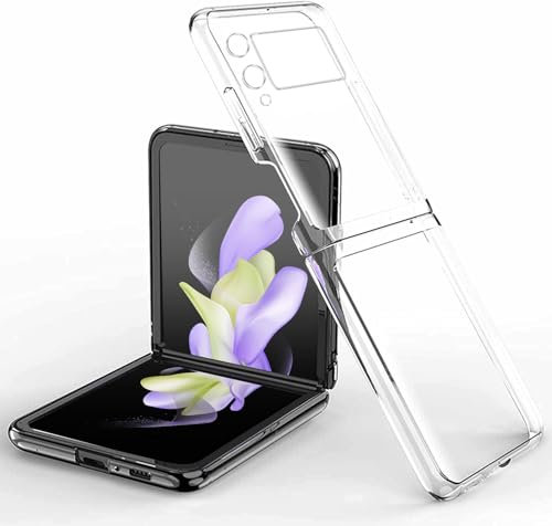 KEKBOXQ Case for Samsung Z Flip 4 5G with Camera Protection, Clear Hard Shockproof Ultra Slim Fit Drop Protection, for Samsung Galaxy Z Flip 4 Phone Case Cover - Transparent