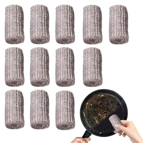 12 Pièces Tampon Jex avec Savon en Laine d'acier, Tampons en Laine d'acier Nettoyage Facile, Tampons de Savon de Nettoyage Réutilisables, éponge à Récurer en Laine d'acier De Nettoyage Ménager