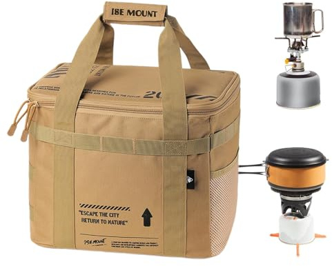 Generisk campingtankryggsäck, 20 l campingkök bärbar bärväska | kapacitet | skyddande, multifunktionell campingtank förvaringsväska för utomhuscamping, vandring, grillning, kaki, se beskrivning