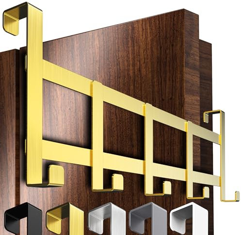 4smile Türgarderobe zum Einhängen – Goldene Türhaken universell verwendbar, flexible Kleiderhaken Tür - Vielseitige Haken zum Einhängen, platzsparende Türhakenleiste für gesamte Wohnung