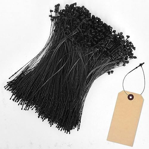Cleminsta Plastik-Etikettenbefestigungen, 1000 Stück Sicherheitsfäden für Kleidung Etiketten 125 mm Schnappverschluss-Stifte Sicherheitsfaden Schlaufenstifte für Preis-Etiketten (Schwarz)