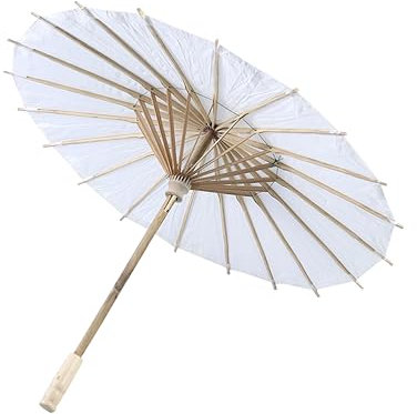COLLBATH Oil Paper Umbrella Chinese Japanese Style Asian Oiled Paper Bamboo Umbrella Parasol White for Outdoor Wedding Ceremony Random Color