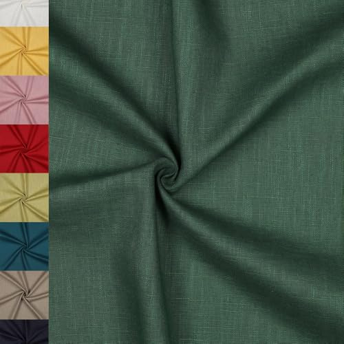 MAGAM-Stoffe Julia 100% Leinen Stoff uni Oeko-Tex Meterware 50cm (11. Dunkelgrün)