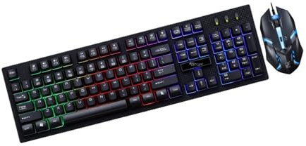 YOSADIER Ensemble Clavier et Souris Gaming Ergonomiques pour Ordinateur 104 Touches en Plastique Résistant, Design Anti-conflit, pour Bureau et Maison Gamer