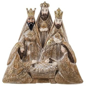 Misterio Nacimiento piramide de 1 Pieza imitando Madera con Reyes 21x6x20 cm