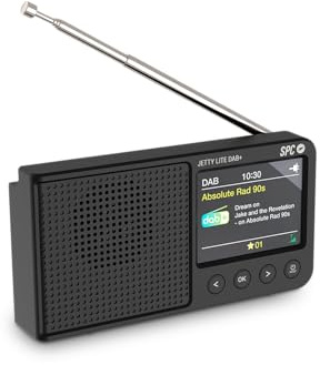 SPC Jetty Lite Dab+ | Radio Portable Dab+/FM RDS | 80 présélections | Écran Couleur TFT 2,4’’ | Bluetooth & Prise écouteurs | Batterie Jusqu’à 7 h | Réveil & Snooze – Noir