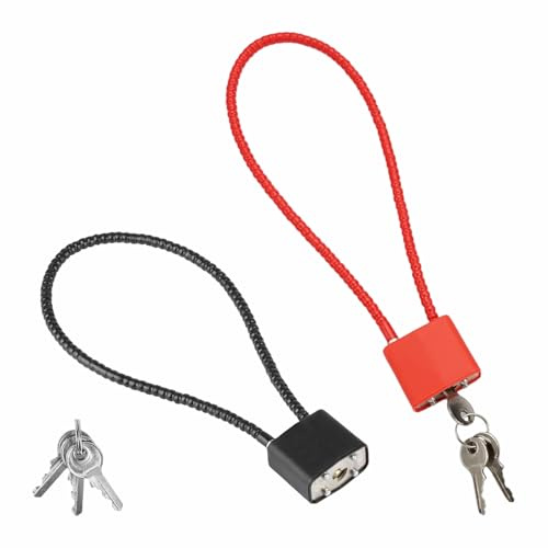 2 Piezas Candado Cable Acero, Candados de Cable de Alambre Deformables Ajustables, Candado de Cable con Llave para Maleta Puerta Bicicleta Taquilla (Negro, Rojo)