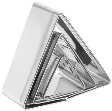 QUARKZMAN 3 stycken triangulära kakformar set olika storlekar rostfritt stål geometrisk form jul kakform för bakverk fondant kakor kakor