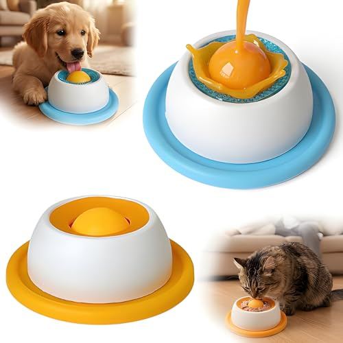 Cotabacuco 2 Pièces Boule à Lécher Chien & Chat, Jouet Interactif pour Chiens à Lécher, Boule à Lécher pour Apaisement, Mangeoire Lente pour Chiens & Chats