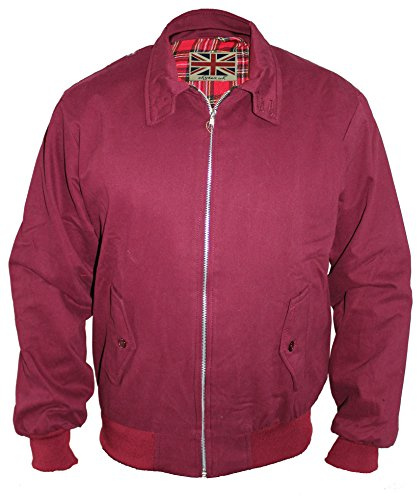 SKYTEX UK - Chaqueta Harrington clásica/retro/moderna/para ir en moto. 10 colores disponibles, tallas de la XS a la 8XL Rojo granate X-Large