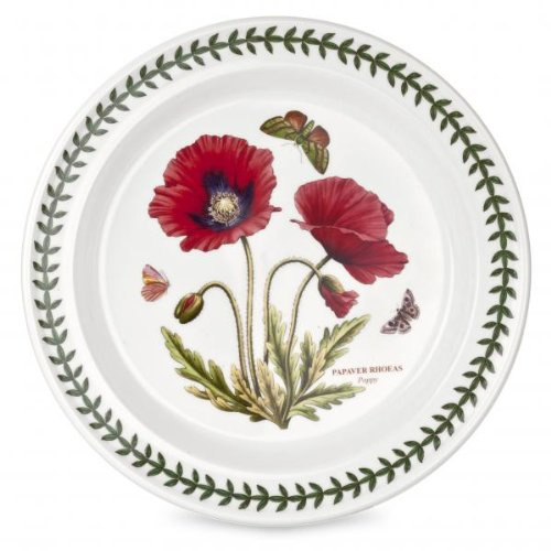 Portmeirion Home & Gifts Botanic Garden Set of 6 Dinner Plates with Poppy Flower Design 10 Diameter