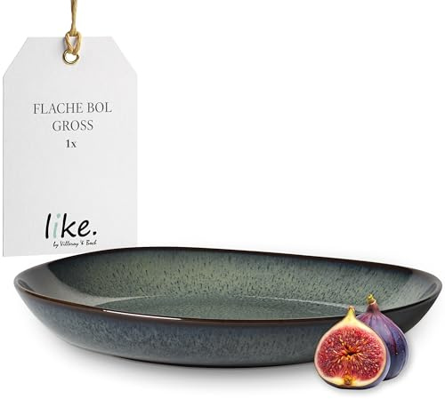 like. by Villeroy & Boch – Lave Gris Schale Flach grau, Spülmaschinenfest, Mikrowellensicher, Teller, Geschirr, Speiseteller, Essteller, Schale flach, Steingut