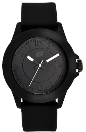 Skechers Montre pour femmes Rosencrans, mouvement à trois aiguilles, boîtier en polycarbonate noir de 40 mm avec bracelet en silicone, SR6024
