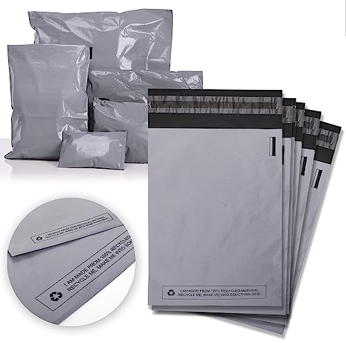 Sabco - Grey Mailing Bags - Plastic Self Seal Postal Bags, Multiple Sizes and Pack Quantities (100, 12 x 16)