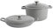 Argon Tableware Casserole Dish Cast Iron Shallow Enameled Dutch Oven Pan with Self-Basting Lid for Roasting, Braising, Stews and Curries - 4.5 Litre - Slate Grey - 2 Sizes