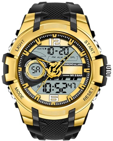 RORIOS Relojes Hombre Cuarzo Digital Relojes Impermeable Deportivo Reloj Multifuncional Reloj de Pulsera con Cronógrafo Luminoso