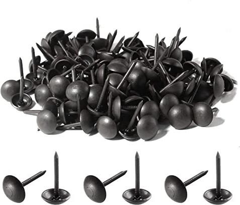 Piutouyar 200 Pcs Black Upholstery Tacks Antique Thumb Tacks, 7 x 13mm