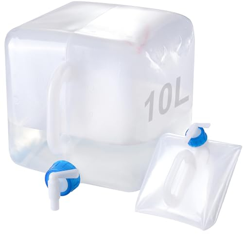 Bidon d'eau pliable 10L Réservoir d'eau avec robinet y compris robinet de fermeture et poignée de transport Bidon d'eau pliable pour camping en plein air Randonnée Blackout Équipement d'urgence