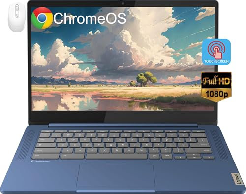 Lenovo Slim 3 Chromebook Laptop for Business Student, 14'' FHD IPS Touchscreen, 8-Core MediaTek Kompanio 520 Processor, 4GB RAM, 64GB eMMC, Wi-Fi 6, Bluetooth, Chrome OS, Abyss Blue