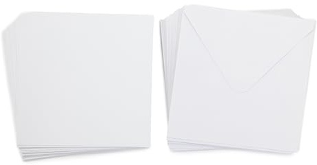 Crafter's Companion – 8 tum x 8 tum vita kort och kuvert – paket med 50 – inkluderar 25 vita tomma kort och 25 matchande kuvert – bra för olika tillfällen