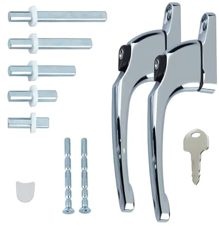 FixRello PVC Window Handles for uPVC Windows - Handle for uPVC Windows and Double Glazing (2, Chrome)
