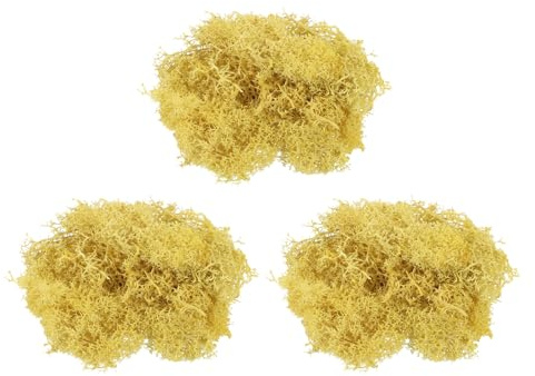 QUARKZMAN 3 Piezas de 1.26 Oz Musgo Falso Musgo Artificial Musgo Natural Preservado para Manualidades Proyectos de Arte Floral Decoración de Bricolaje en Pared Jardín (Amarillo)
