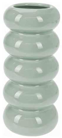 Murago - Dekorative Keramik Vase ca.16x7cm Pastellgrün - Tischvase Dekovase Tischdeko für Blumen glänzend Mint Pampasgrasvase Tulpenvase minimalistisch modern Aesthetic Frühlingsdekoration Blumenvase