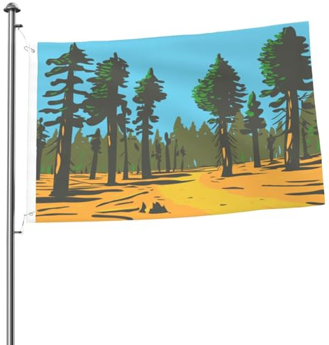 Jardín Bandera Secuoyas Gigantes En La Sección Grant Trail Y Grove De Grand Banderas De Temporada Divertido Durable Banderas Decorativas, Para Exterior, Balcón, Boda, 90x150cm