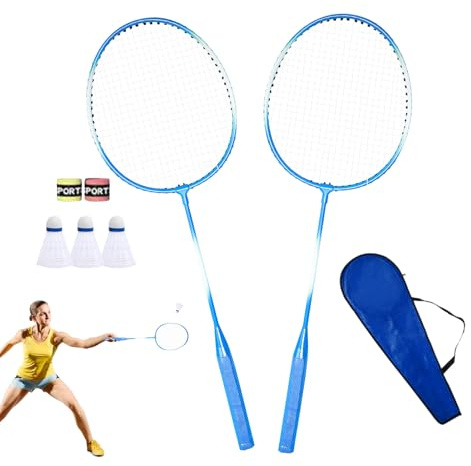 Set da badminton portatile per 2 giocatori – 670 mm, 26,38 pollici, moderato controllo della rigidità, in lega durevole | principianti, avanzati, allenamento di esercizi, competizione, fitness
