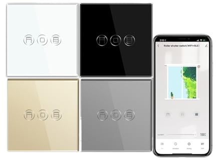 EU Standard Tuya WiFi Blind Switches Wireless Smart Roller Shutter Switch Smart Life Google Assistant Alexa Voice Control(Gold 86mm)