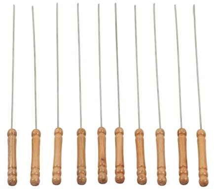 Haofy Brochetas de Barbacoa Resistentes a la Oxidación con de Madera, 10 Uds., Palitos de Brocheta para Barbacoa para Brochetas Brasileñas, Cocina