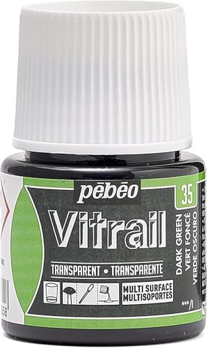 Pebeo 050-035 Vitrail Stained Glass Effect Glass Paint 45-Milliliter Bottle, Dark Green