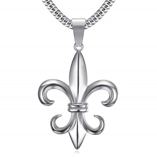 BOBIJOO Jewelry - Pendentif Fleur de lys Acier Inoxydable Chaîne 60cm