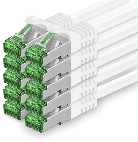 1aTTack.de Câble Réseau Cat7 Cat 7 10 GB/s - 10x 3,0m - RJ45 Ethernet LAN DSL Routeur Modem - Blanc