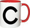 Mister Merchandise Becher Tasse Buchstabe C Kaffee Kaffeetasse liebevoll Bedruckt Anfangsbuchstabe Initial Initialien Weiß-Rot